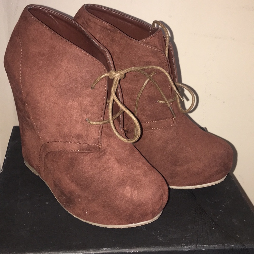 Faux Suede Wedge Boots